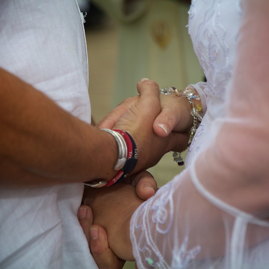 couple handfasting during wedding